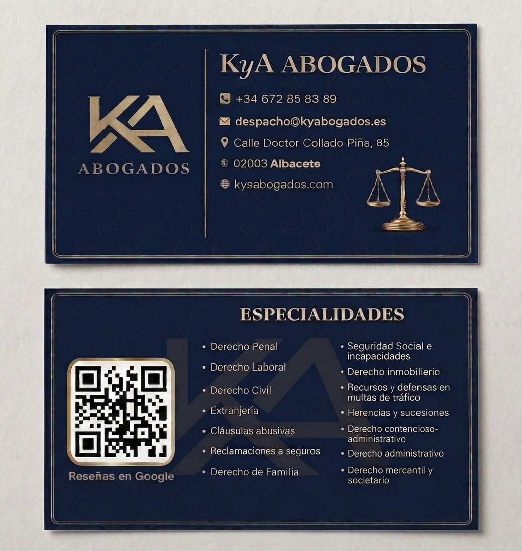 Tarjeta de visita KyA Abogados
